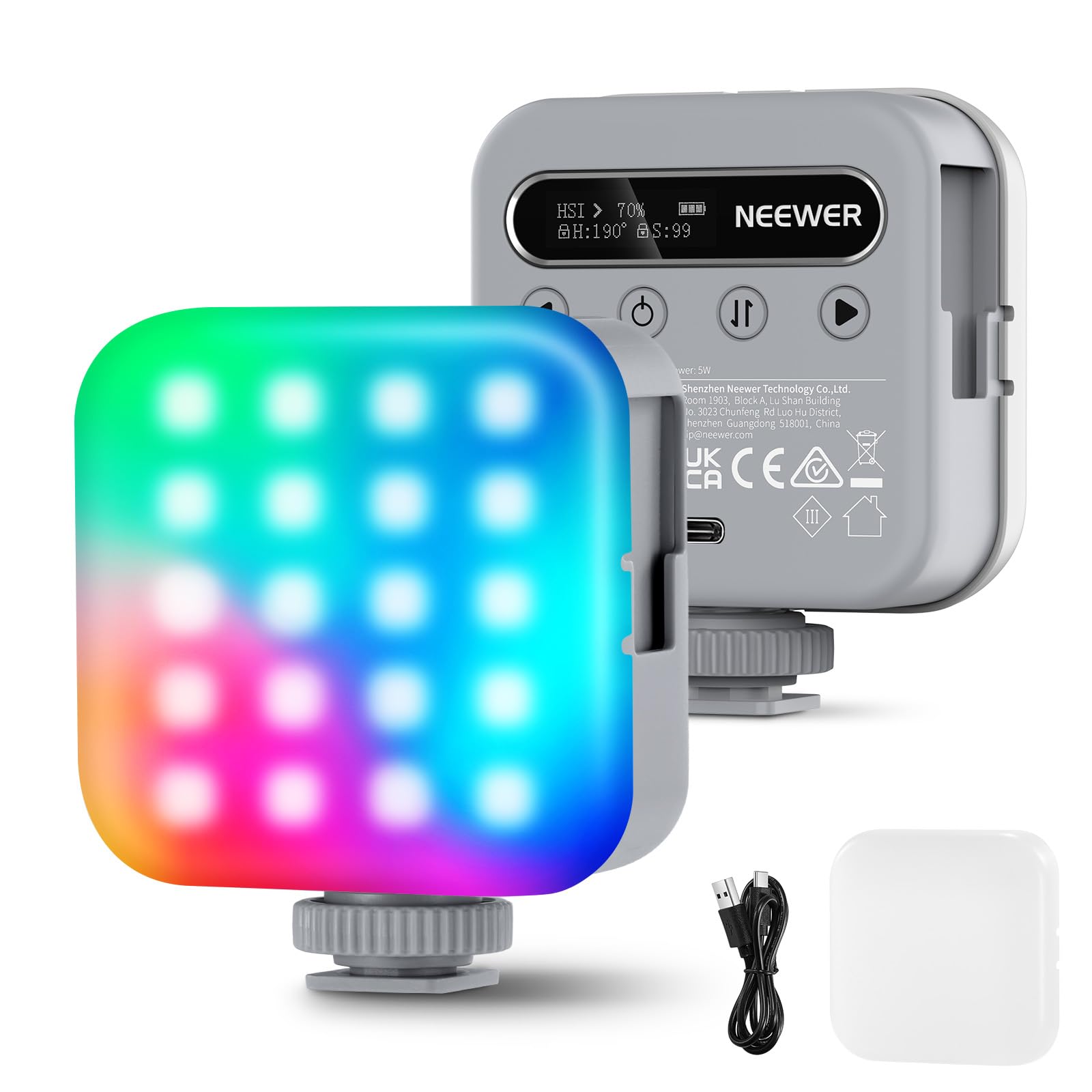 Amazon.com: NEEWER Basic Magnetic RGB Video Light, 360° Full RGB